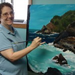 Suzy Halverson Painting Sea Lion Cave Back Door