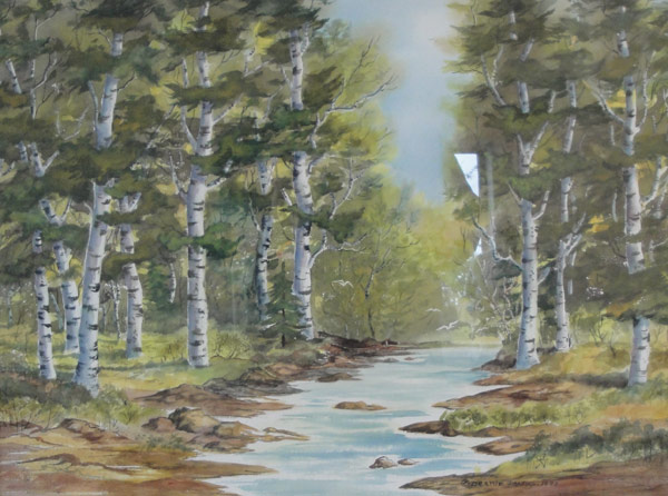 Upstream Watercolor by Deanie Phillips