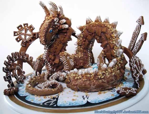 gingerbread house in dragon shape