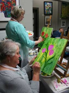 participants painting