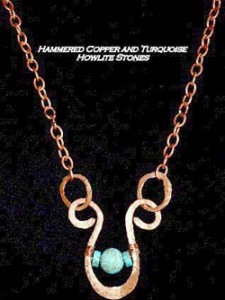 Hammered Copper and Turquoise Howlite Stones