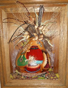 wood and gourd collage