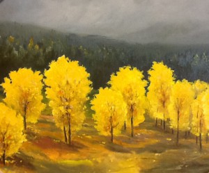 bright fall colored trees
