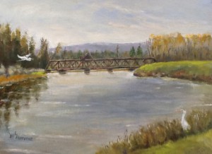 Herons in flight on Lewis River