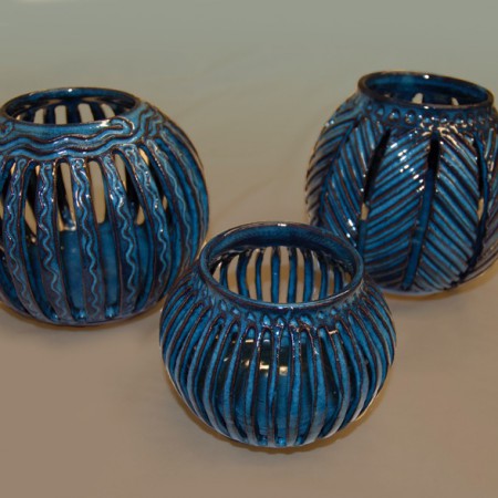 blue incised pottery