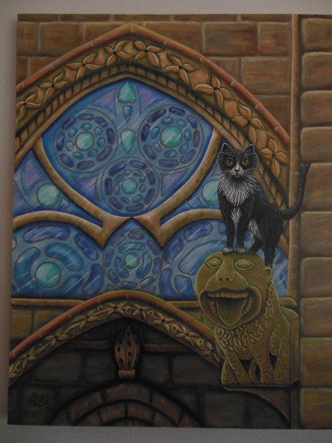 cat atop a castle window
