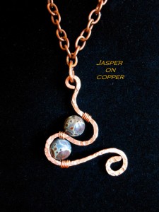 jewelry with jasper stone and hammered copper