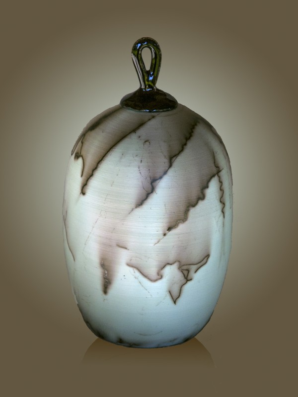 raku vase with lid