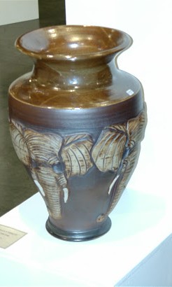 elephant images on large vase