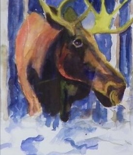 moose in winter scene
