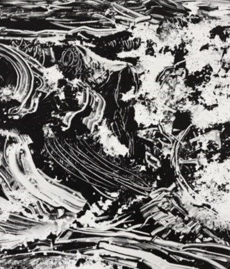 black and white image of waves