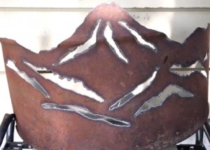 rusty metal with Mt Hood