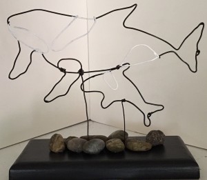 mother and baby Orca wire sculpture
