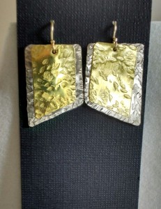 copper tooled textured earrings