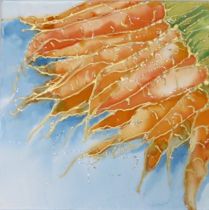 bunch of carrots with cool colored background