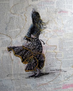 gypsy actively dancing with skirt flowing