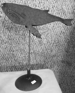 humpback whale mounted on pedestal