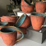 aqua glazed and textured mug or bowl
