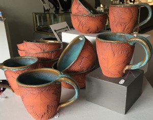 aqua glazed and textured mug or bowl