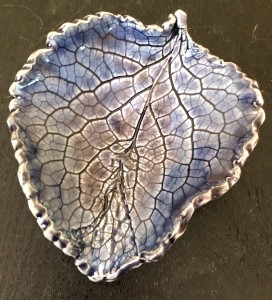 lifesize Foxglove leaf shape with Huckleberry Glaze