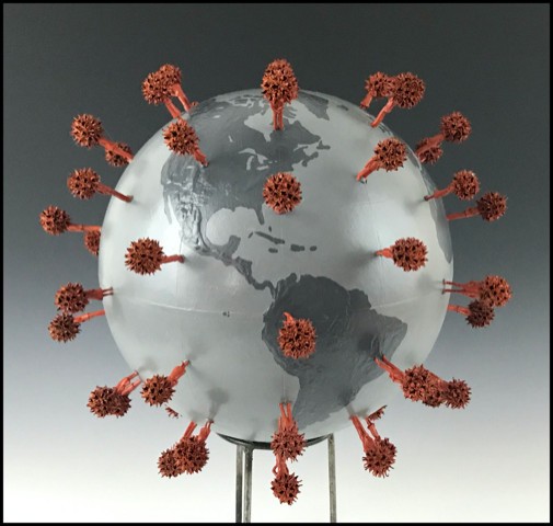 a 3-d image of the COVID virus