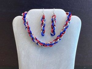 patriotic color necklace and earrings