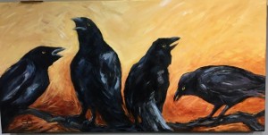 4 crows oin different positions