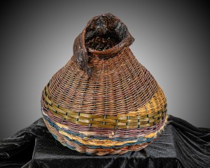multi-colored woven vessel