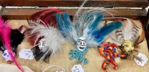 heads of mardi gras design with feathers