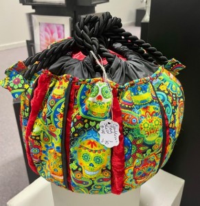 colorful day of the dead fabric purse