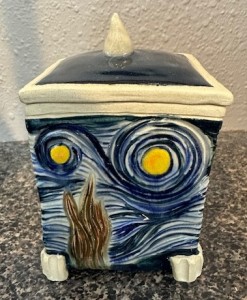 lidded box with image of starry night