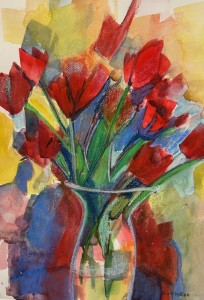 Tulips in a glass vase