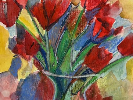 Tulips in a glass vase