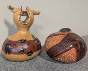 natural tone gourds with carved designs