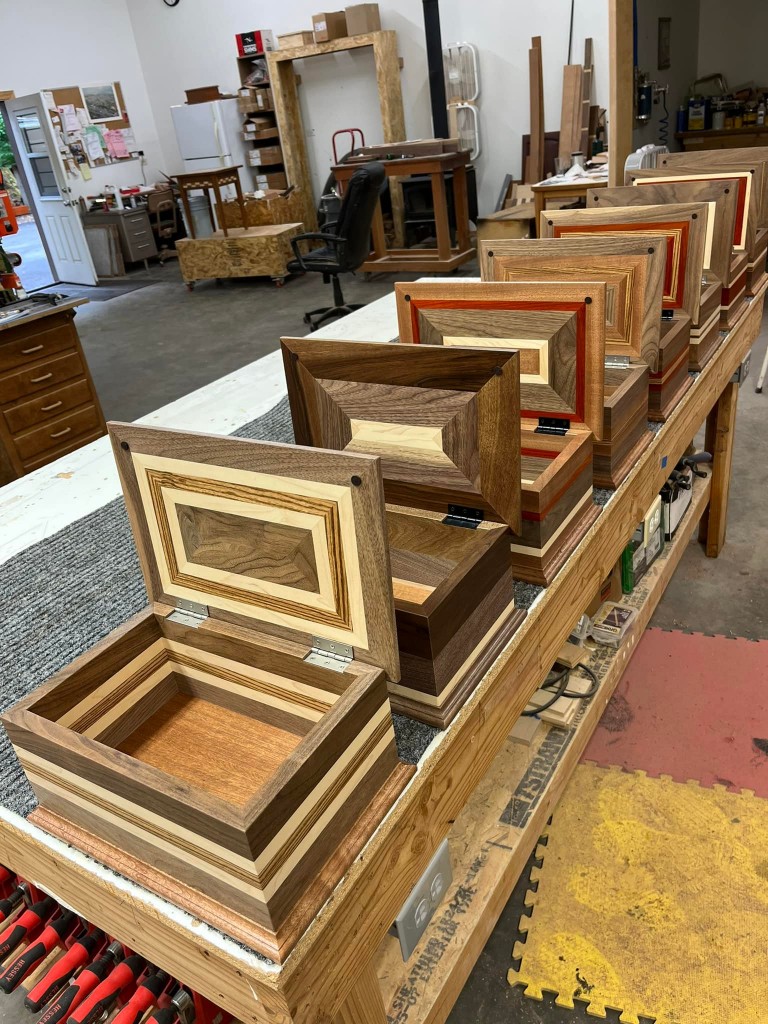 Interior of Inlaid Wood Boxes