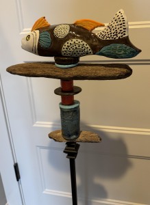 fish garden totem with textures