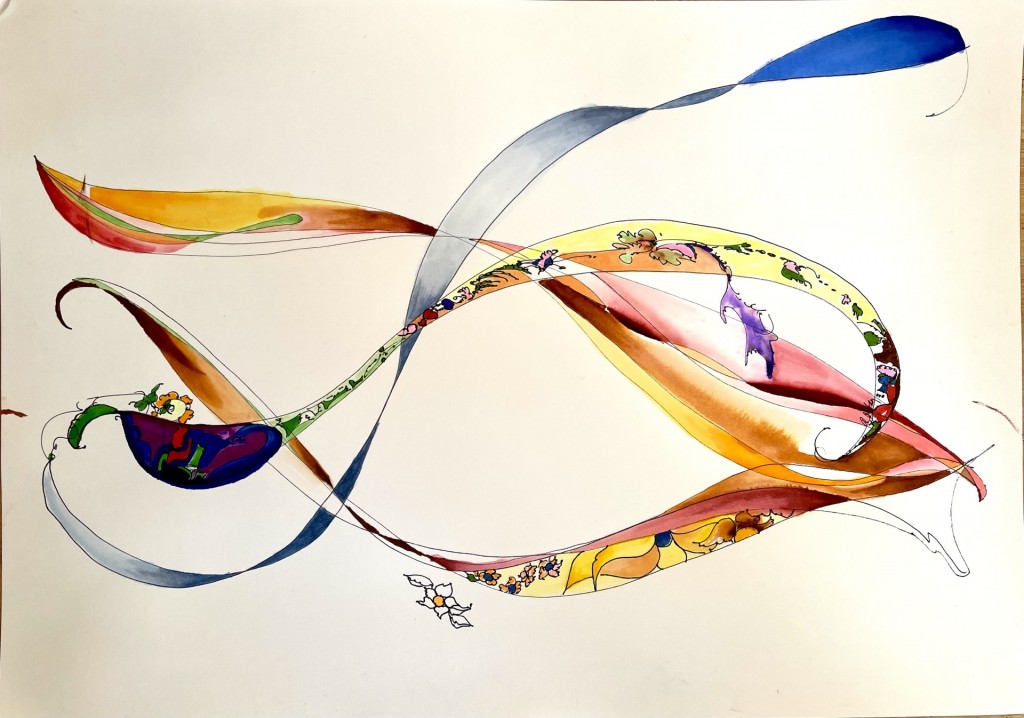 intersecting shapes of color and patterns