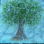 frosted glass mosaic in blue and green