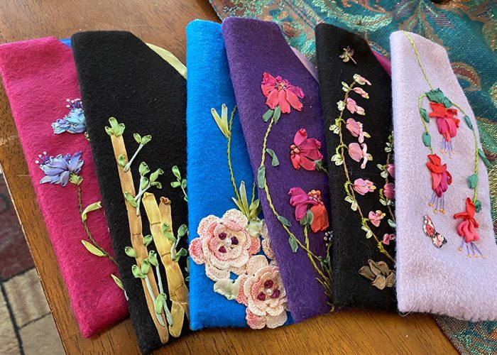 quilted cloth glass holders