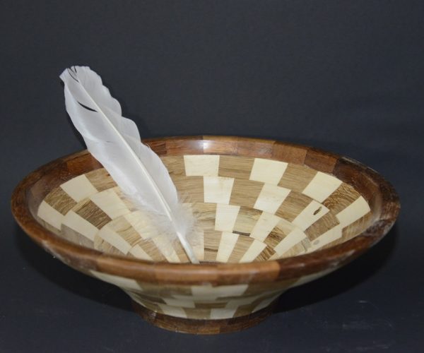 Koa-walnut-poplar segmented bowl mixed types of wood bowl