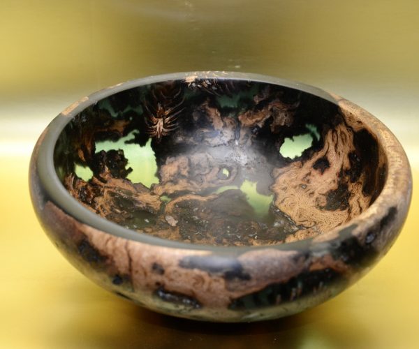 Oak burl with resin oak bowl with green resin